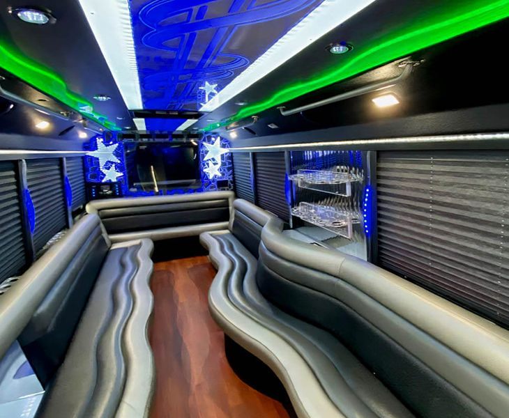 Luxury party bus interiors